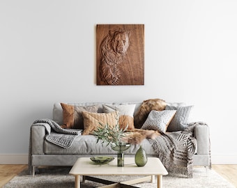 Rustic Wooden Bear Wall Art: Handcrafted Walnut & Cherry Decor