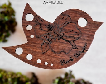 Herb Stripper - Handcrafted Walnut Bird-Shaped Leaf Remover, Personalized Kitchen Tool
