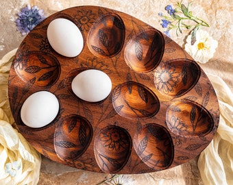 Egg Tray, Easter Holder for Eggs, Dozen Eggs Tray, Engraved Tray for Eggs, Personalized Egg Tray Holder, Display for Eggs, Deviled Eggs Tray