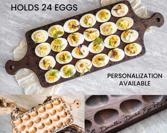 Large Egg Tray for 24 Deviled Eggs, Unique Personalized Gift, Egg Tray, Engraved Tray for Eggs, Personalized Egg Tray