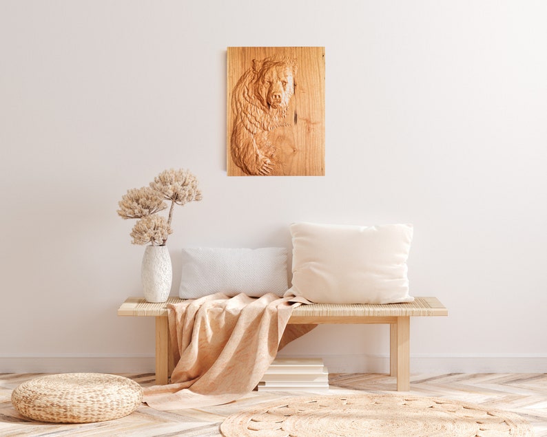 Rustic Wooden Bear Wall Art With 3D Effect Handcrafted Etsy