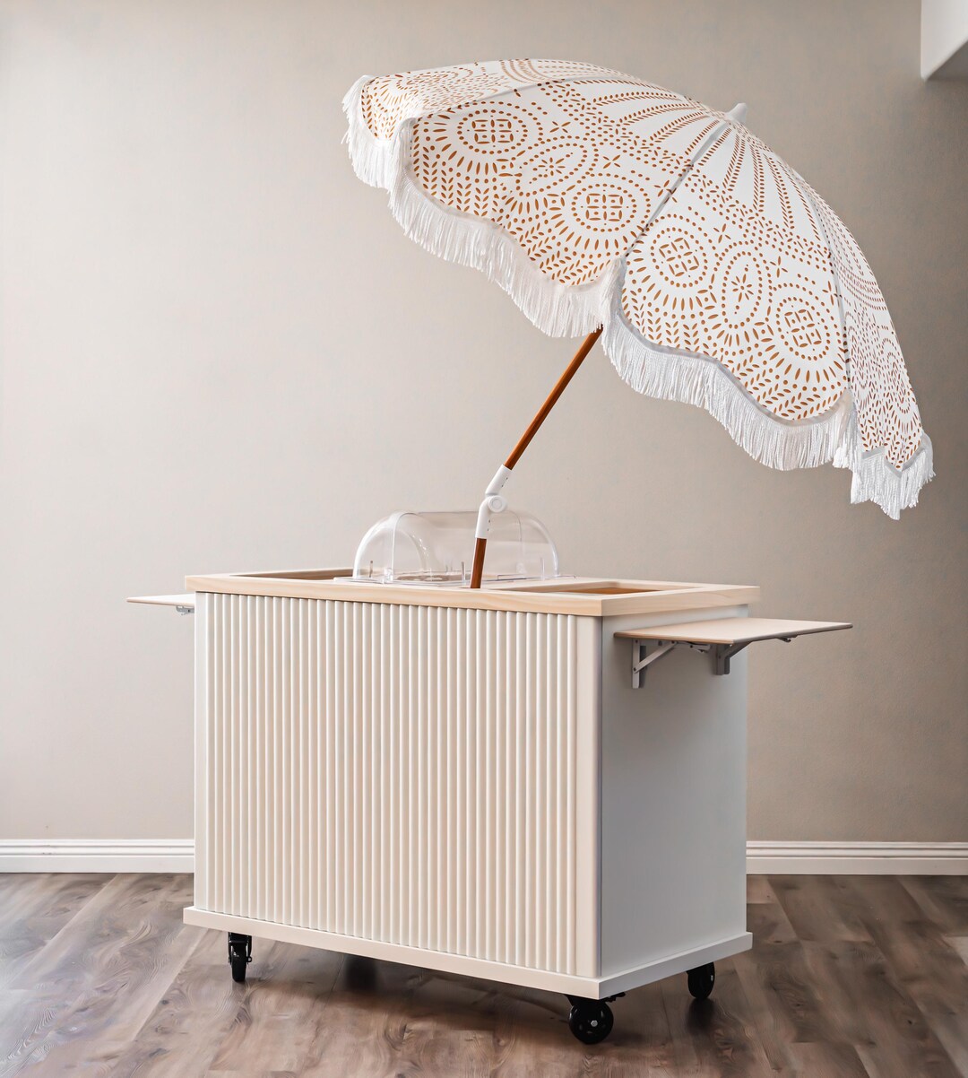 Fluted Charcuterie Cart – Modern Rustic Food & Beverage Cart on Wheels ...