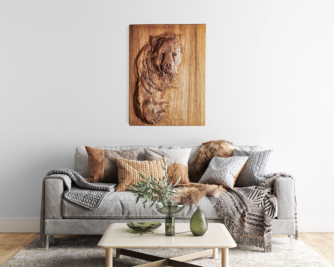 Rustic Wooden Bear Wall Art With 3D Effect Handcrafted Etsy