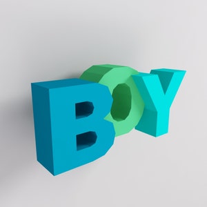 Low Poly Paper Craft, Word Boy 3D, Paper Craft Letters, Low Poly Alphabet, 3d PDF Template, DIY Paper Craft 3d model, kids room wall decor