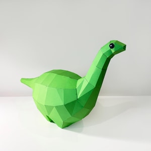 Dinosaurio de papel artesanal, animales de baja poligonización, plantilla de dinosaurio 3D DIY, linda escultura de dinosaurio, regalo poligonal para niños, modelo de dinosaurio en PDF