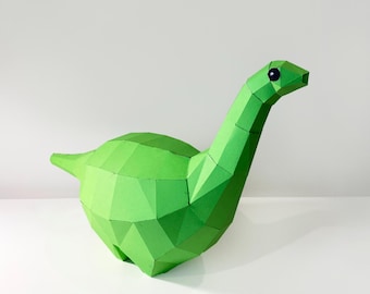 PaperCraft Dinosaur, Low Poly Animals, 3D DIY Template Dinosaur, Cute Dinosaur sculpture, Poligonal Gift for Kids, PDF model Dinosaur