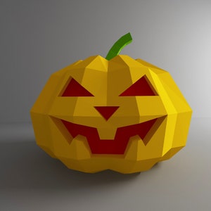 Halloween party decor, Low poly Papercraft Pumpkin figure, DIY sculpture Halloween Pumpkin, PDF download, 3D Paper Pumpkin, Handmade pumpkin