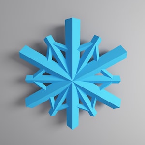 Papercraft Low Poly Snowflake, DIY Pepakura Template, 3d Poligonal Model, Christmas Gift, New Year Decoration Snowflake, Poligonal Snowflake