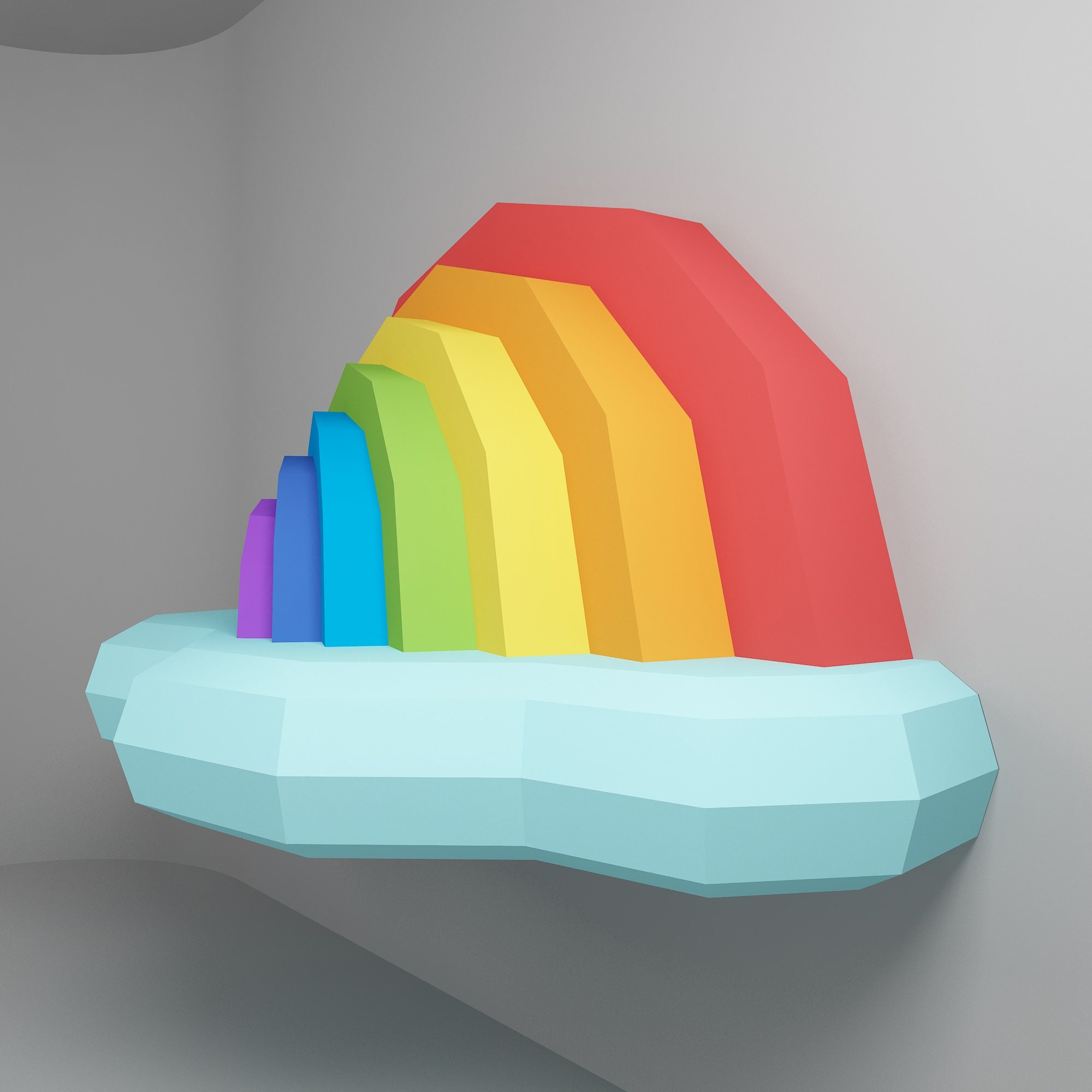 DIY Papercraft Rainbow, Low Poly Decor, Origami Paper Rainbow, DIY ...
