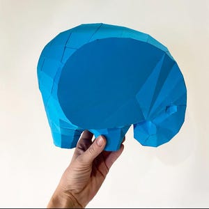 PaperCraft Elephant, Low Poly Animals,3D DIY Template, Cute Elephant sculpture, Poligonal Gift for Kids, PDF Pepakura model Elephant