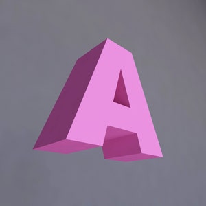 Low Poly Paper Craft, 3D Letter A, Paper Craft Letters, Low Poly Alphabet, 3d PDF Template, DIY Paper Craft 3d model A, kids room wall decor
