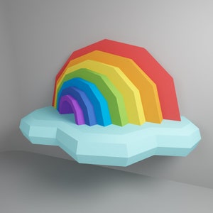 DIY PaperCraft Rainbow, Low Poly Decor, Origami Paper Rainbow, DIY Poligonal Sculpture, 3D PDF Template, paper model Rainbow, Pepakura model