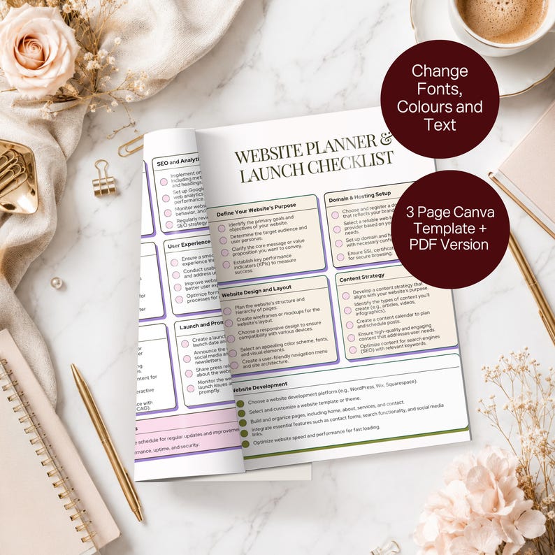 Development Plan Example Pdf Website Planner & Launch Checklist | Website Creation Workbook for ...