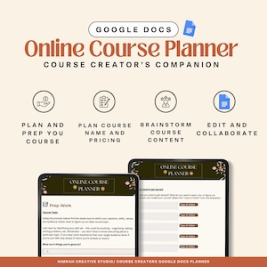 Planificador de cursos rellenable de Google Docs, Documentos de Google personalizados para creadores de cursos, Libro de trabajo editable, Planificador de lanzamiento, Kit de creación de cursos, HIM011