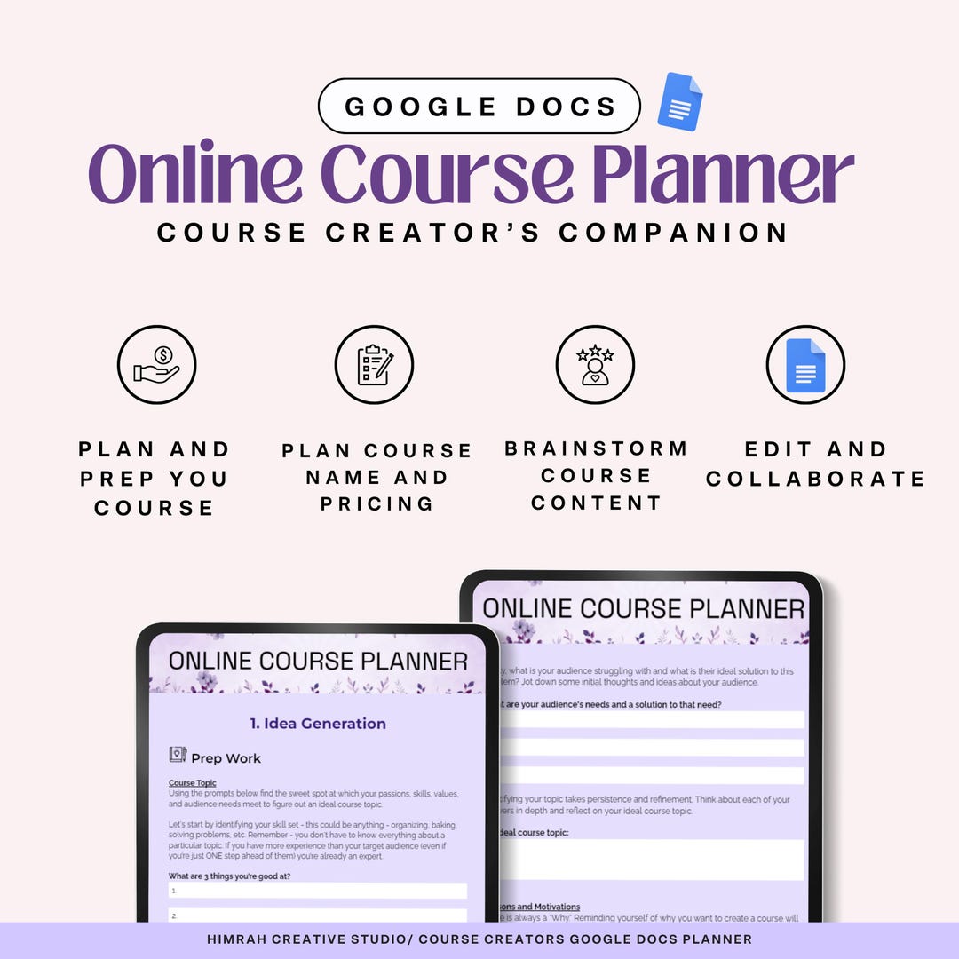 Google Docs Online Course Planner Workbook, Ready to Use Template for ...