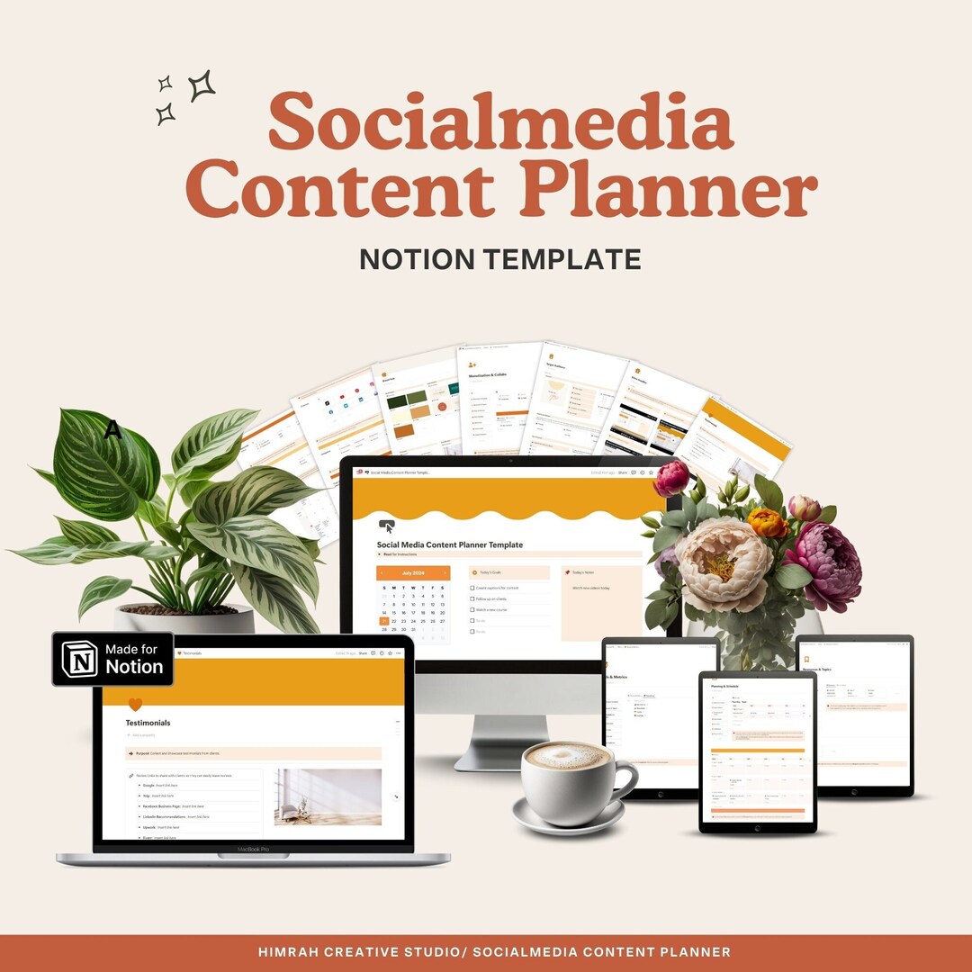 Notion Template Social Media Content Planner , Content Calendar, Notion ...