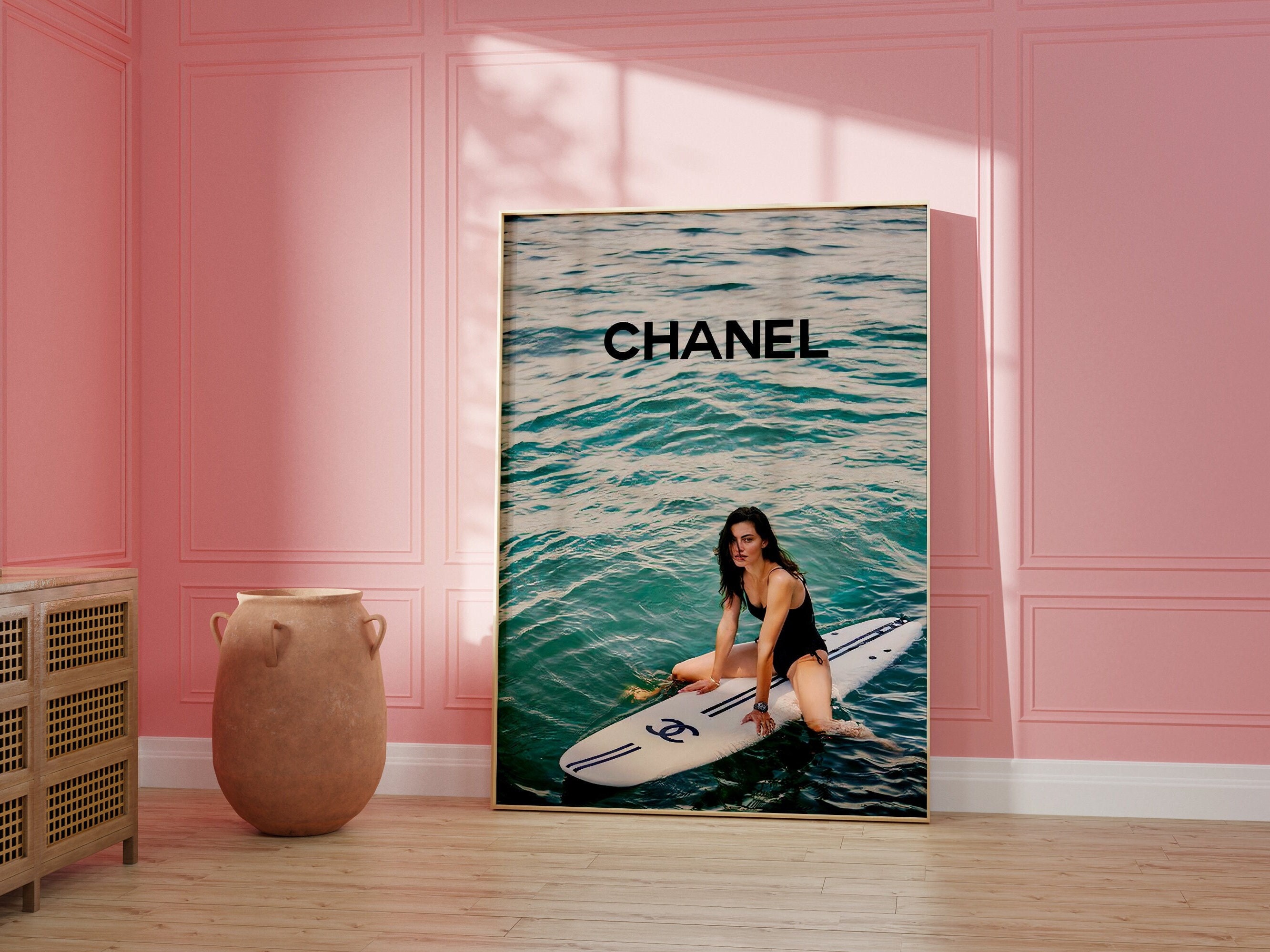 Chanel Surfing by Martina Pavlova Fine Art Paper Poster ( Sports > Surfing art) - 24x16x.25