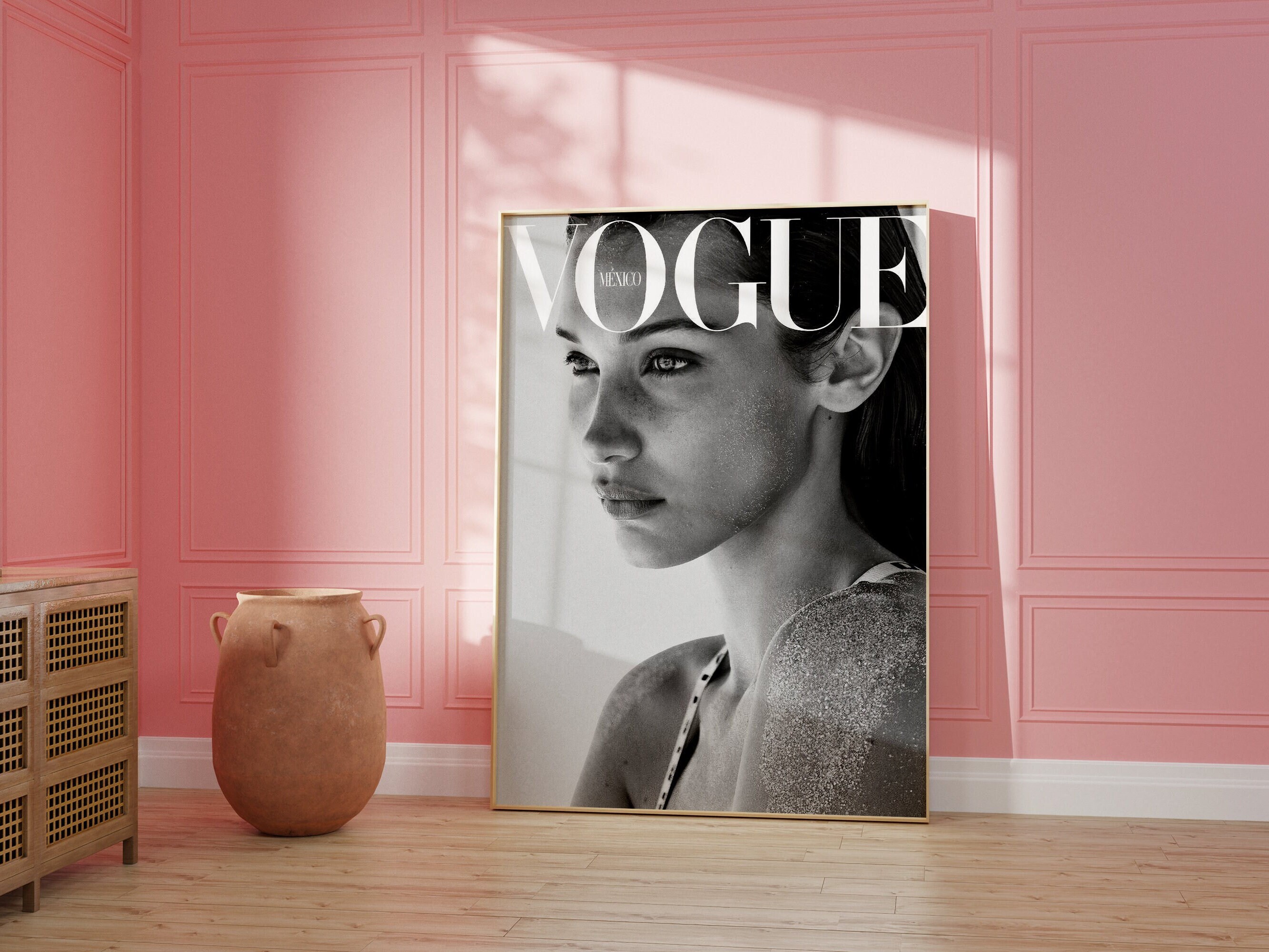Vogue Bella Hadid Poster Magazine Fashion Digital Print Trendy 