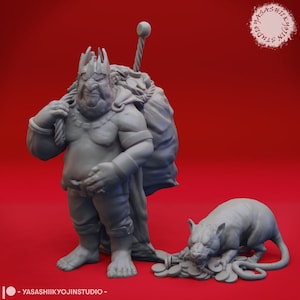 Grinkle The Goblin King - 32mm/54mm Scale Miniature for Table Top RPGs and Wargaming ( D&D, Pathfinder, Frostgrave) | Yasashii Kyojin Studio