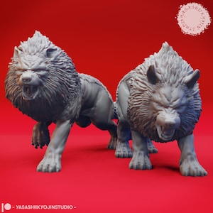 Dire Wolf - 32mm/54mm Scale Miniature for Table Top RPGs and Wargaming ( D&D, DnD, Pathfinder, Frostgrave) | Yasashii Kyojin Studio