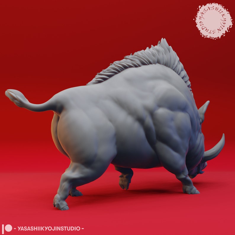 Giant Boar 32mm/54mm Scale Miniature for Table Top RPGs and Wargaming D&D, DnD, Pathfinder, Frostgrave Yasashii Kyojin Studio image 3