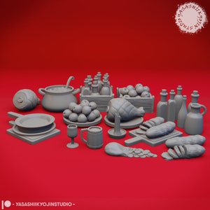 Paquete de piezas de taberna - Terreno de dispersión a escala de 32 mm/54 mm para juegos de rol de mesa (D&D, DnD, Frostgrave,) / Yasashii Kyojin Studio