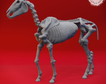 Caballo esqueleto - Miniatura a escala de 32 mm/54 mm para juegos de rol de mesa y Wargaming (D&D, DnD, Pathfinder, Frostgrave) / Yasashii Kyojin Studio