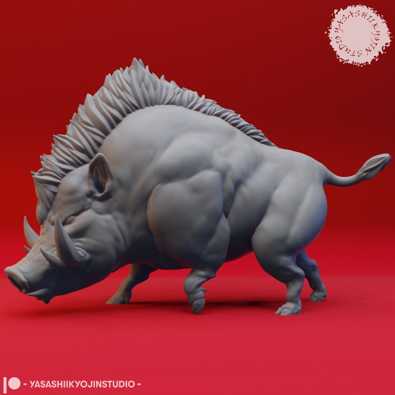 Giant Boar 32mm/54mm Scale Miniature for Table Top RPGs and Wargaming D&D, DnD, Pathfinder, Frostgrave Yasashii Kyojin Studio Boar