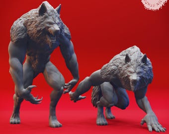 Werewolf - 32mm/54mm Scale Miniature for Table Top RPGs ( D&D, DnD, Pathfinder, Frostgrave) | Yasashii Kyojin Studio
