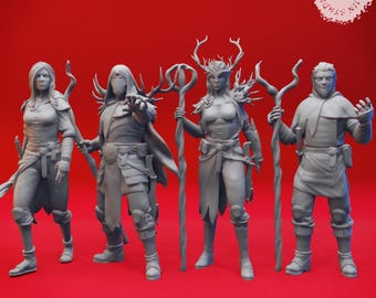 Druid - 32mm/54mm Scale Miniature for Table Top RPGs ( D&D, DnD, Pathfinder, Frostgrave) | Yasashii Kyojin Studio