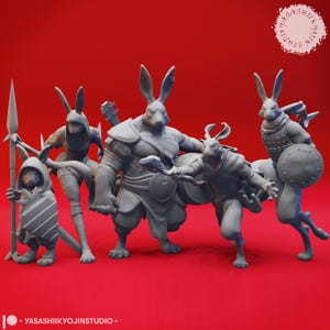 Rabbit Folk / Harengon - 32mm/54mm Scale Miniature for Table Top RPGs ( D&D, DnD, Pathfinder, Frostgrave) | Yasashii Kyojin Studio