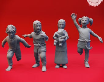 Townsfolk (Children) - 32mm/54mm Scale NPC Miniatures for Table Top RPGs ( D&D, DnD, Pathfinder, Frostgrave) | Yasashii Kyojin Studio