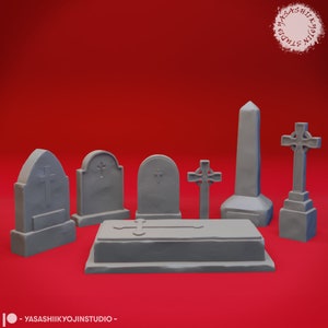 Lápides - Terreno de dispersão em escala de 32 mm / 54 mm para RPGs de mesa (D&D, DnD, Frostgrave,) | Estúdio Yasashii Kyojin