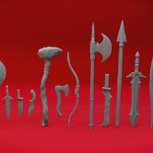Weapons Bundles - 32mm/54mm Scale Scatter Terrain for Table Top RPGs ( D&D, DnD, Frostgrave, ) | Yasashii Kyojin Studio