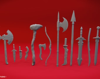 Weapons Bundles - 32mm/54mm Scale Scatter Terrain for Table Top RPGs ( D&D, DnD, Frostgrave, ) | Yasashii Kyojin Studio
