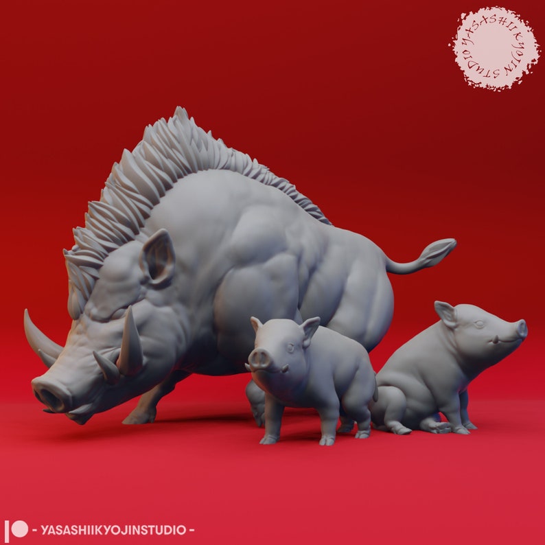 Giant Boar 32mm/54mm Scale Miniature for Table Top RPGs and Wargaming D&D, DnD, Pathfinder, Frostgrave Yasashii Kyojin Studio Both