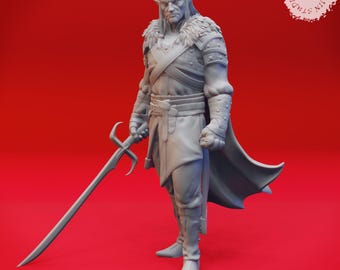 Rahadin the Dusk Elf Chamberlain - 32mm/54mm Scale Miniature for Table Top RPGs and Wargaming ( D&D, Pathfinder) | Yasashii Kyojin Studio