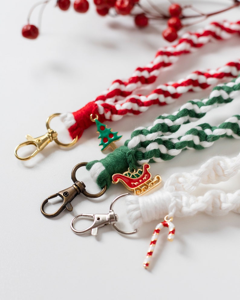 Christmas Gift Christmas Keychain Macrame Wristlet Keychain - Etsy