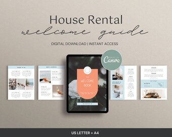 Airbnb Welcome Book Template Modern, Short Term Rental Welcome Book, Airbnb Guidebook, Airbnb House Rules - US Letter and A4