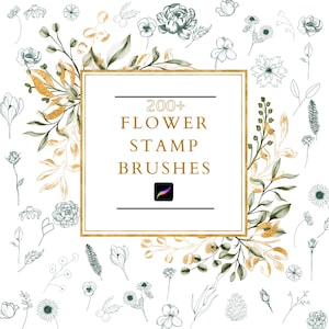 200 + Floral Stamp Brushes | Floral Procreate Stamps | Botanical Procreate Stamps | Flower Stamp Brushes | Greenery Procreate Stamps