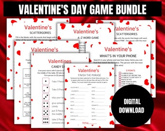 Juegos del Día de San Valentín, Paquete de Juegos de San Valentín, Juegos Imprimibles Divertidos de San Valentín, Día de Galentine, Juegos de Fiesta de San Valentín para niños y adultos