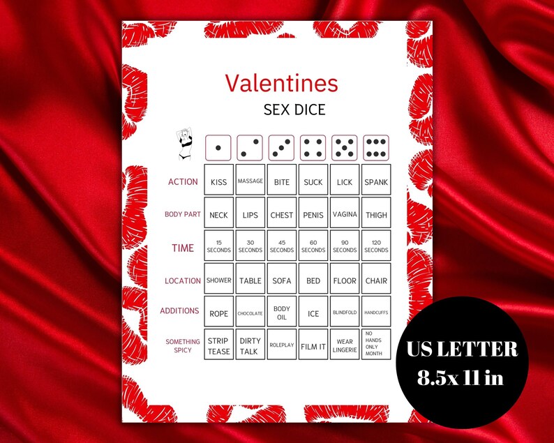 Juego del Día de San Valentín - Dados sucios, Juego para adultos imprimible, Juego para adultos, Actividad de San Valentín solo para adultos, XRADO, Sexy, Juego de dados pervertidos imagen 2