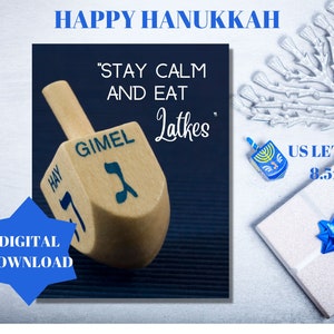 Stay Calm Eat Latkes  Sign, Happy Hanukkah Decor, Hanukkah Sign, Chanukah Decor ,Latkes , Celebrate Hanukkah, Instant Download