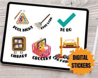 200 Everyday Life Digital Stickers, Daily Planner Stickers, Pre-cropped iPad Stickers, Goodnotes Stickers, OneNote Stickers, PNG Stickers