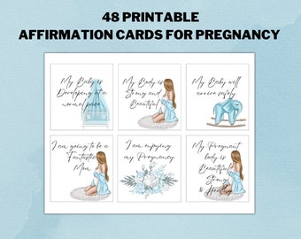 48 Positive Affirmation  Printables, Cards for Law of Attraction Birth, Manifesting Kit, BOY MOM Pregnancy Affirmations  Printables, DIGITAL