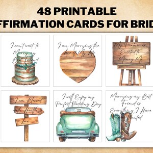 Cartes d’affirmation de la future mariée - Affirmations nuptiales - Cartes d’affirmation de thème de mariage rustique - Affirmations de mariage - Affirmations imprimables