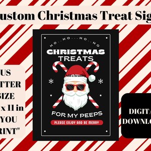 Coole Weihnachtsmann-Leckereien für meine Blicke, weihnachtliche süße Leckereien, druckbares Schild, Weihnachtsfeier/Weihnachtsfeier/digital druckbarer Sofort-Download
