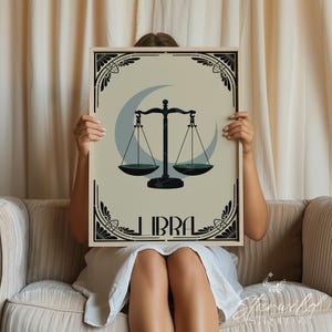 Libra Moon Art Nouveau Print: Zodiac Astrology Poster (Digital Download