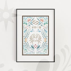 Arte imprimible popular sobre cáncer / regalo para cáncer / regalos de astrología / arte sobre cáncer / arte de pared del zodíaco / starwildastrology / descarga digital