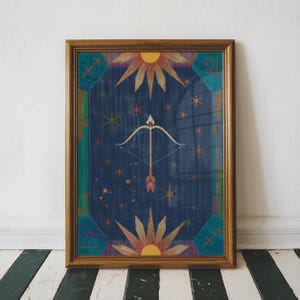 Sagittarius Zodiac Patchwork Print: Unique Astrology Wall Art (Digital Download)